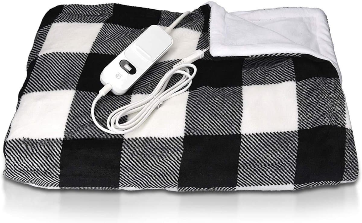SCH® Elektrische deken 2 persoons - Elektrische deken - Deken - Zwart-wit ruitpatroon - 80cm x 130cm x 3cm