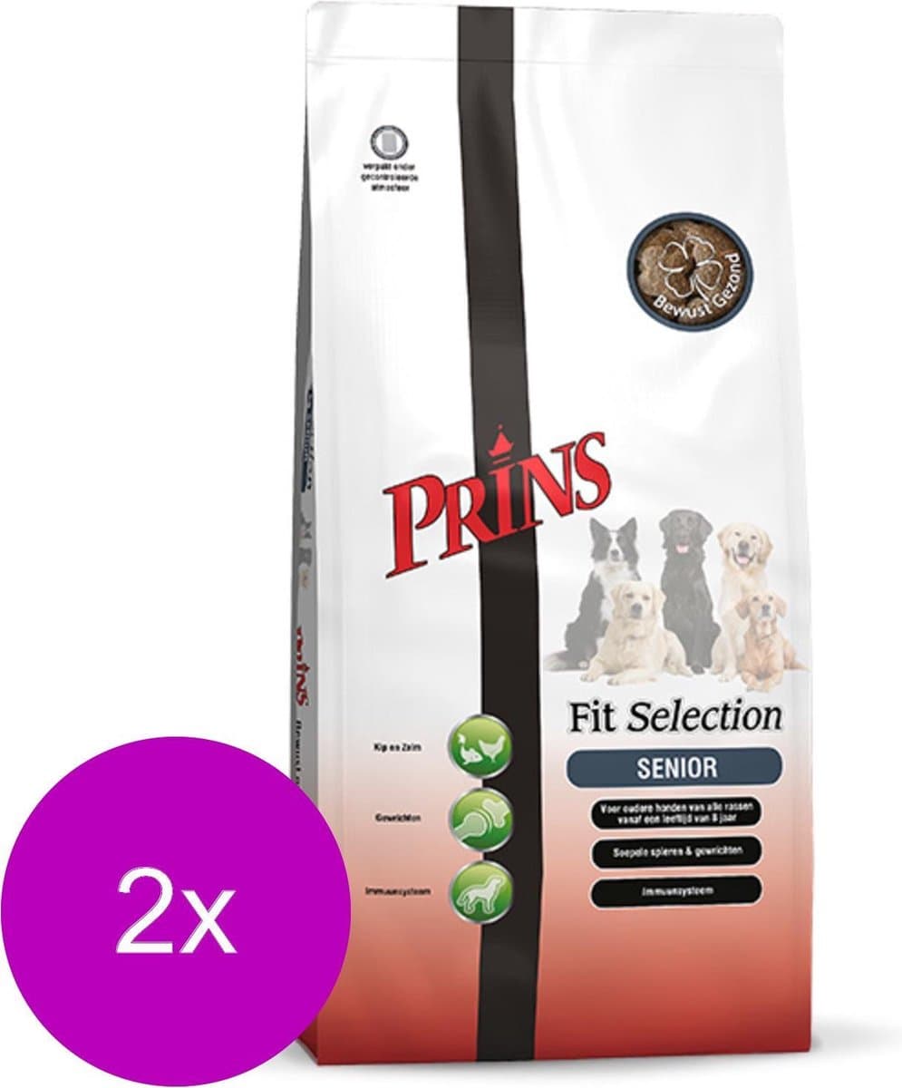 Prins Fit-Selection Senior Gevogelte&Vlees - Hondenvoer - 2 x 2 kg