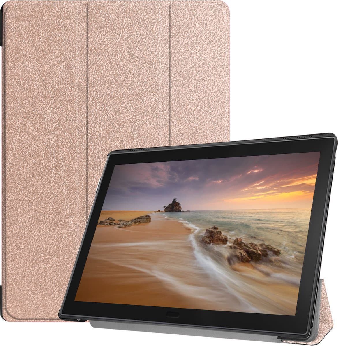 3-Vouw sleepcover hoes - Geschikt voor Lenovo Tab E10 - Rose Goud