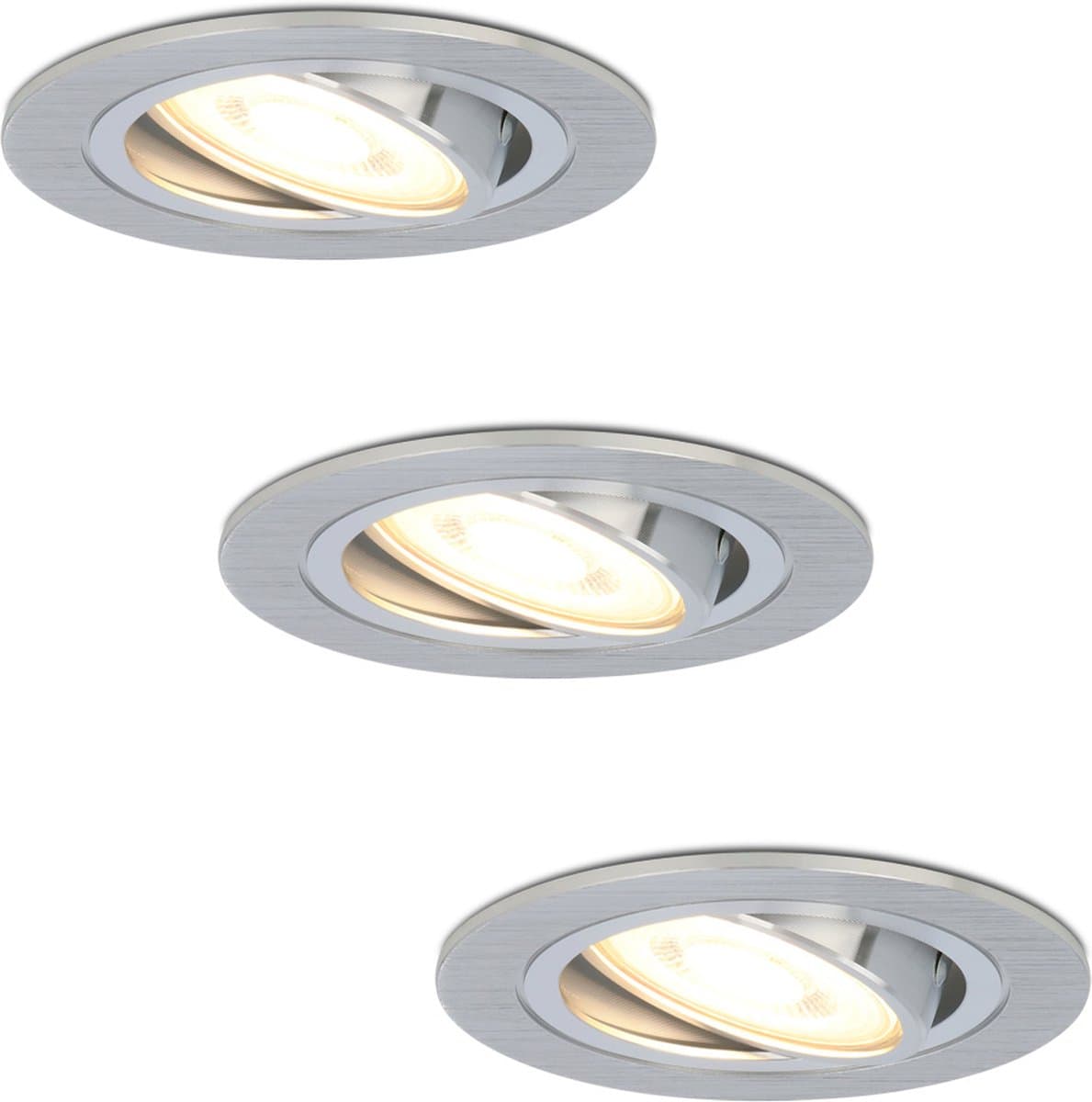 Set van 3 Chandler LED inbouwspots - GU10 4 Watt 345 lumen - 2700K Warm wit - Dimbaar - Rond - Kantelbaar - IP20 Voor binnen - RVS