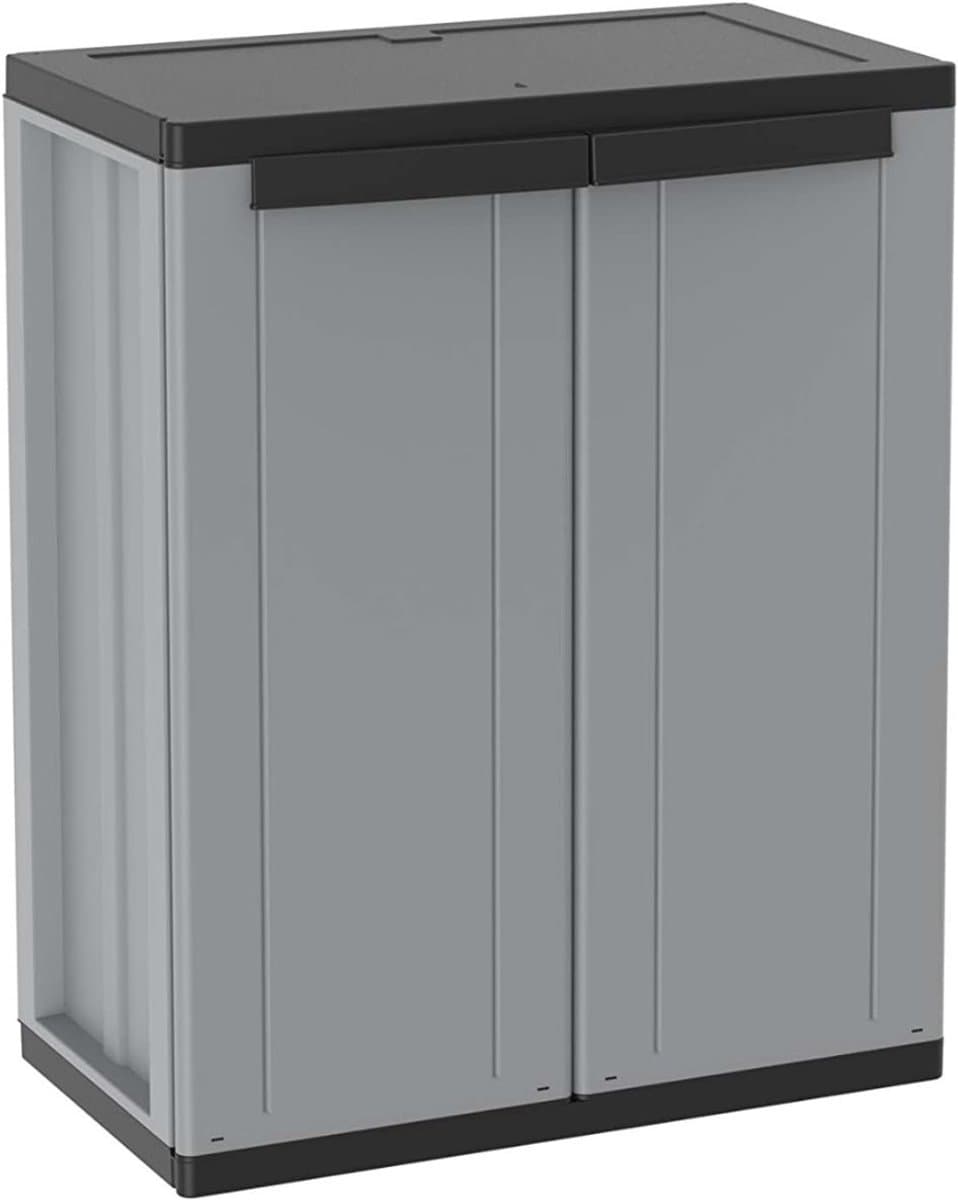 REN® Tuinkast Kunststof - Tuinkast - Tuinkast Kunststof voor Buiten - 1 beweegbare plank - Grijs/Zwart - 38cm x 68cm x 85cm