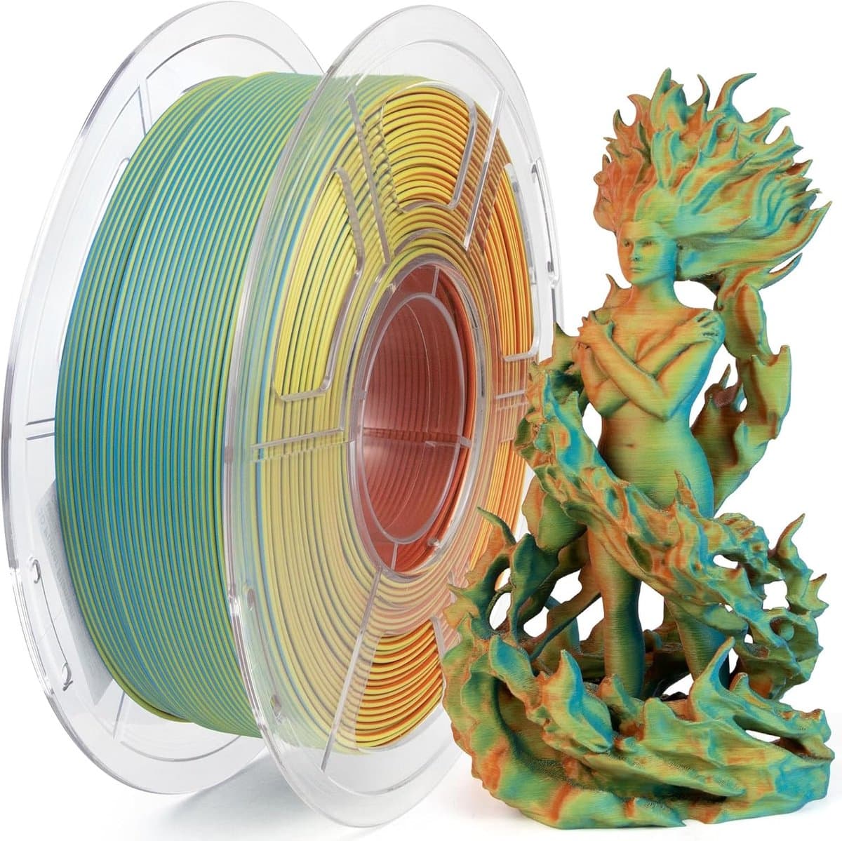 3D Printer Filament - PLA Materiaal - Modellen Printen - Matte Kleurovergang - 1 kg - Groen Blauw Oranje