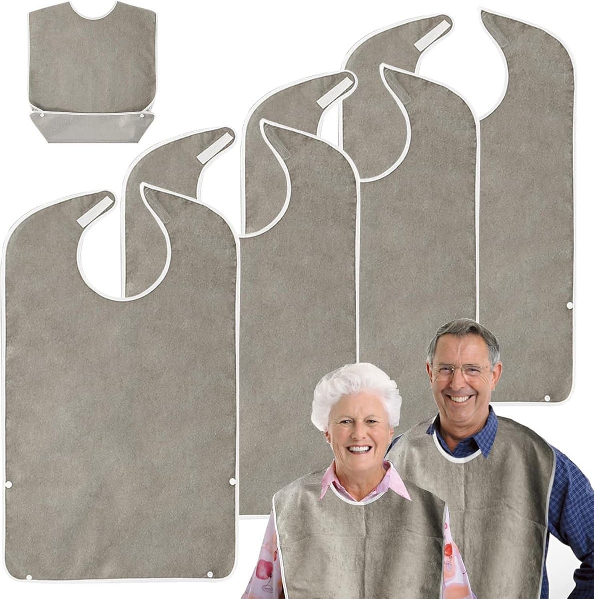 Slabbetjes voor volwassenen - Kledingbeschermers senioren - Veilig eten - Met kruimelvanger - 46x78 cm - Uniseks