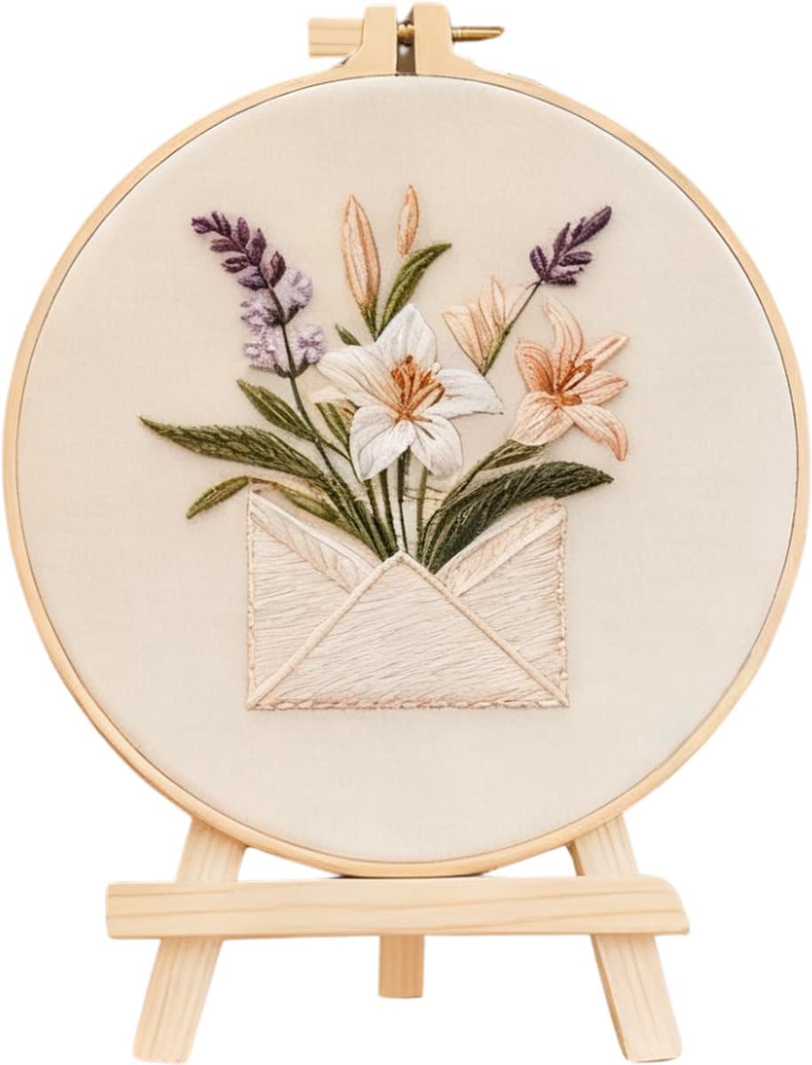 PREMIUM Borduurpakket voor volwassenen – DIY decoratie – Creatieve borduurset – Borduren - Bloemen - Evelope Bloom