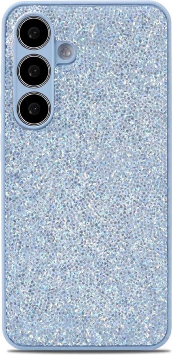 Diamant Glitter Back Cover – Geschikt voor Samsung Galaxy S24 Plus & S25 Plus - Glanzend Telefoonhoesje met Diamantpatroon – Slank & Beschermend Ontwerp - Blauw
