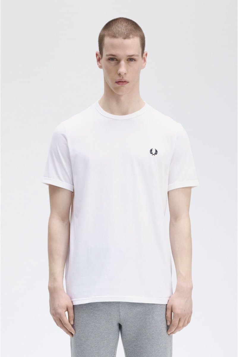 Fred Perry Ringer T-Shirt Wit - Maat S - Heren - Casual T-shirts