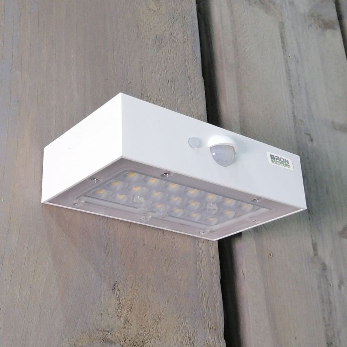 Solar wandlamp 3W op sensor zwart/wit brick model - upper en downlight - bewegingsmelder - warm witte lichtkleur