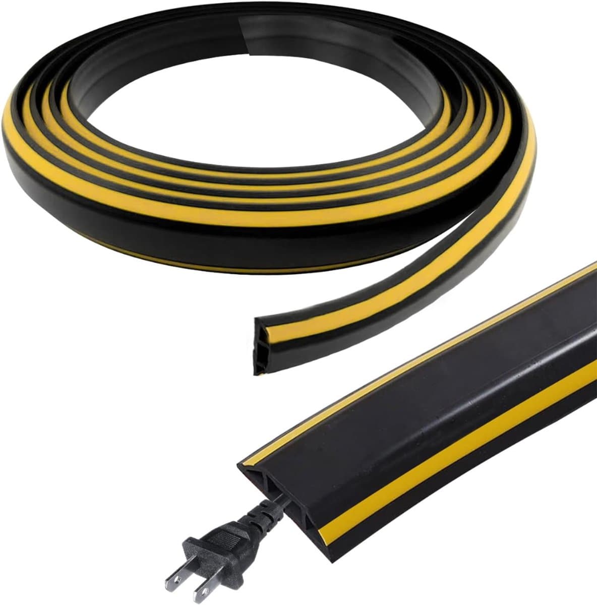 Nexvo® Kabelmat - Kabeldrempel - Kabelgoot - Zwart/Geel - 300cm x 4cm x 1cm