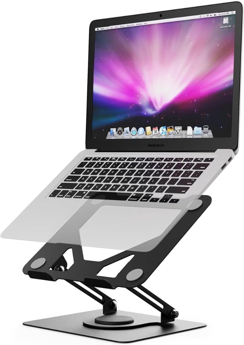 Octav8® Laptop Verhoger - Laptophouder - Laptopstandaard - 360 Rotatie - Zwart