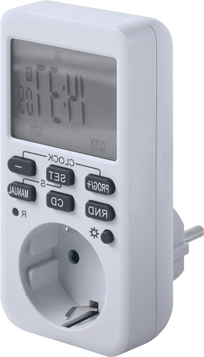 DYNA® Digitale Tijdschakelaar - Digitale schakelklok Met 20 Programma’s - Schakelklok Timer – Wit - 13cm x 7cm x 6cm