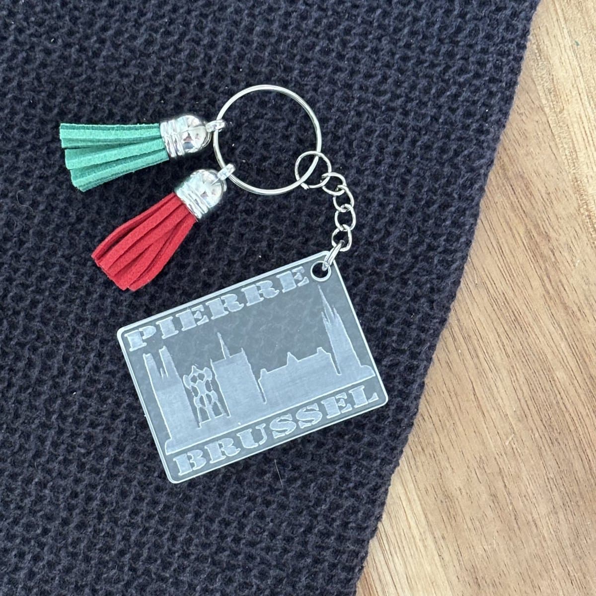 Sleutelhanger skyline Brussel met naam - sleutelhanger volwassenen- Belgie - souvenirs - cadeau