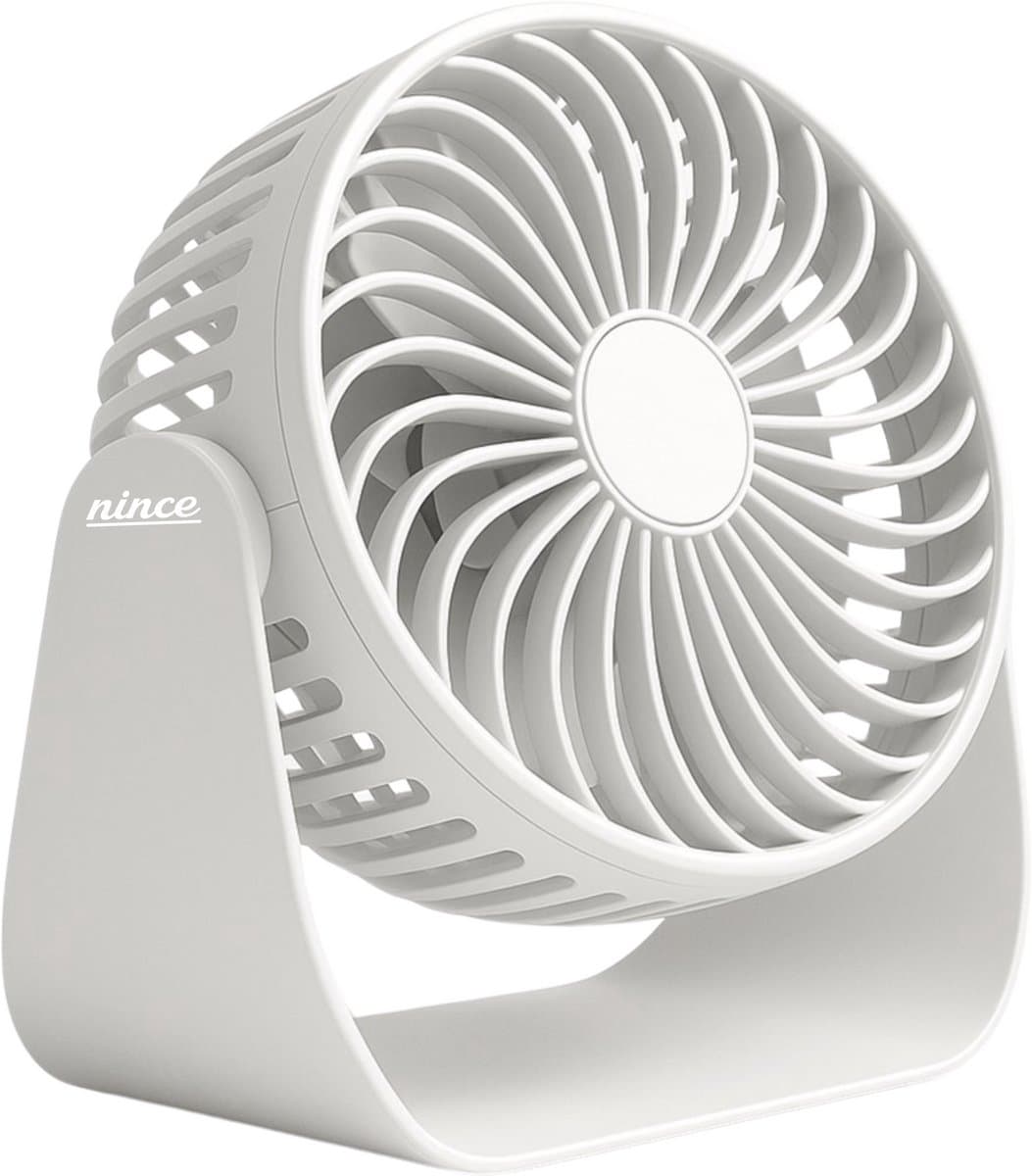 Nince USB Ventilator van Hoge Kwaliteit (WIT) - Tafelventilator USB Oplaadbaar - USB Fan