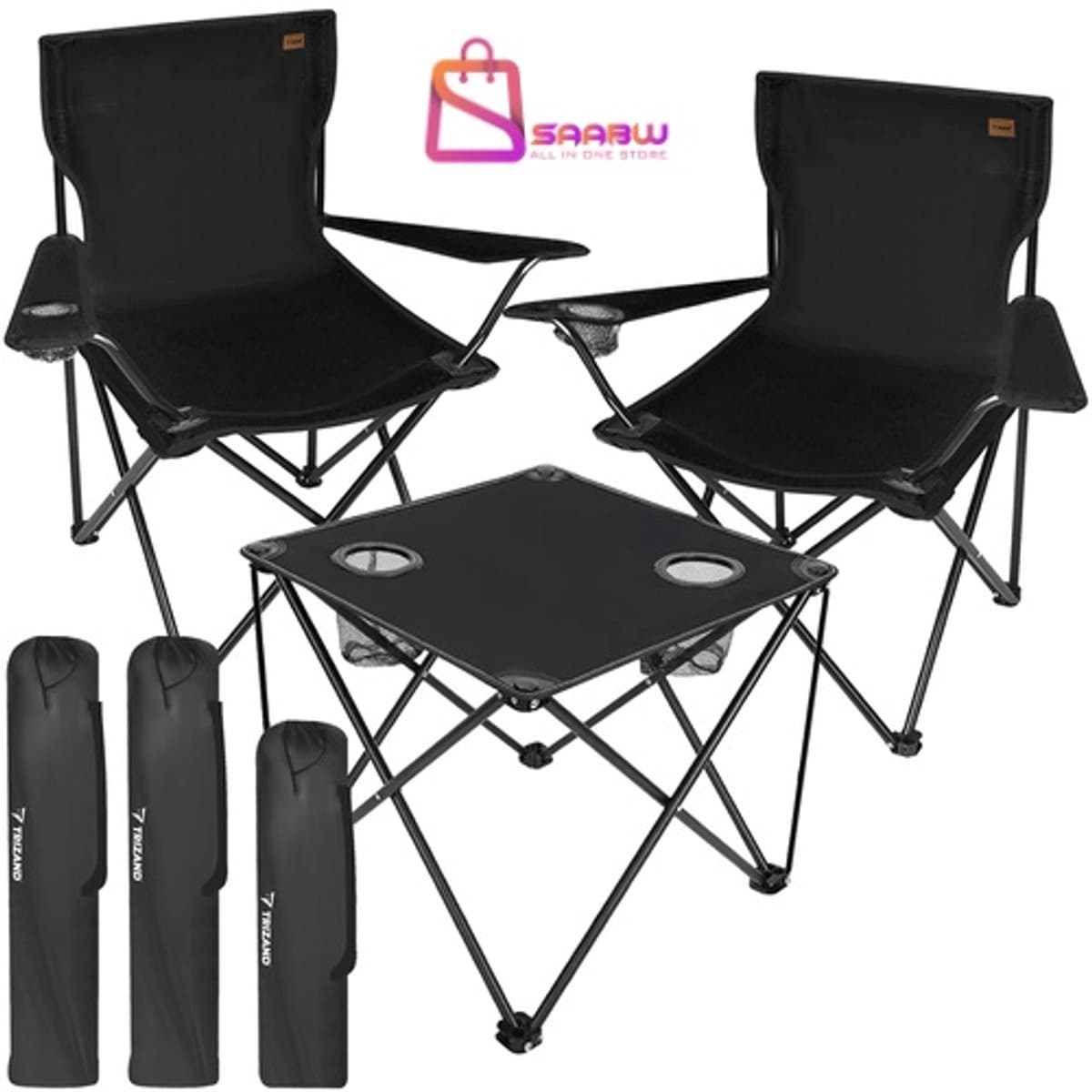 Kampeerset 3-delig – 2 opvouwbare visstoelen & tafel – kampeerstoel – kampeertafel – opvouwbare kruk – Buiten, vissen en kamperen - 55493
