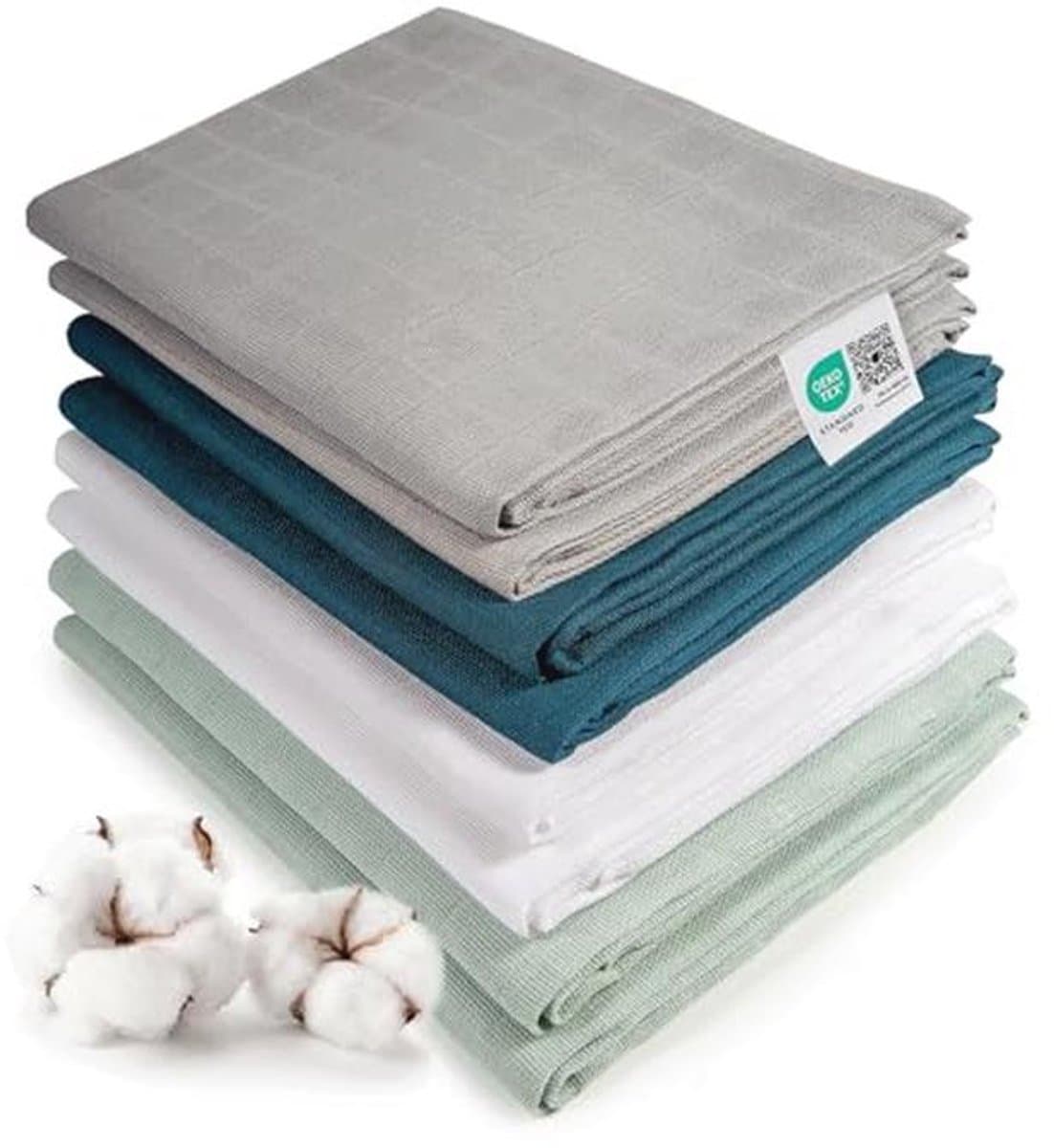 Hydrofiele luiers 80x80 - Set van 8 Doeken in Diverse Kleuren - 100% Katoen, Dubbel Geweven