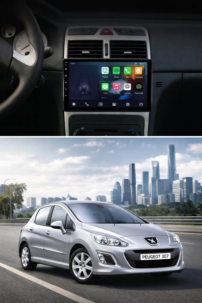 ADIVOX T1 9 inch geschikt voor Peugeot 307 van 2007-2012 Android 15 CarPlay/Auto/Wifi/RDS/DSP/NAV/DAB+