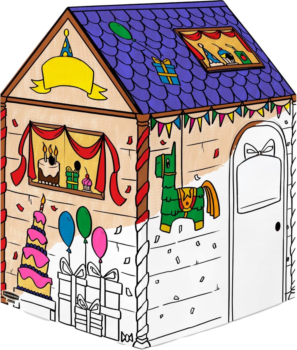 Bankers Box Play - Speelhuis stevig karton - Verjaardagshuis - Inkleurbaar