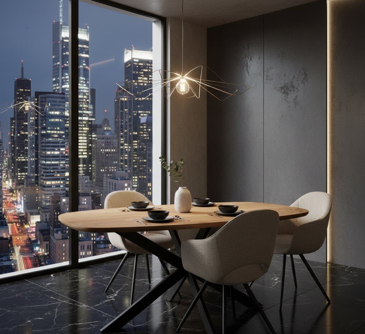 Eettafel Acaciahout Naturel Rond 150 cm – Moderne Deens Ovale Eetkamertafel met Zwarte X-Poten – Industrieel & Tijdloos Design – Novihome