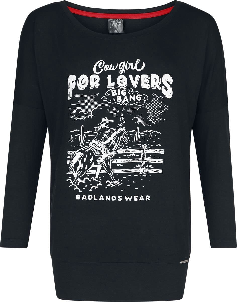 Pussy Deluxe Wild West For Lovers Longsleeve Dames Shirt met lange mouwen - zwart - S