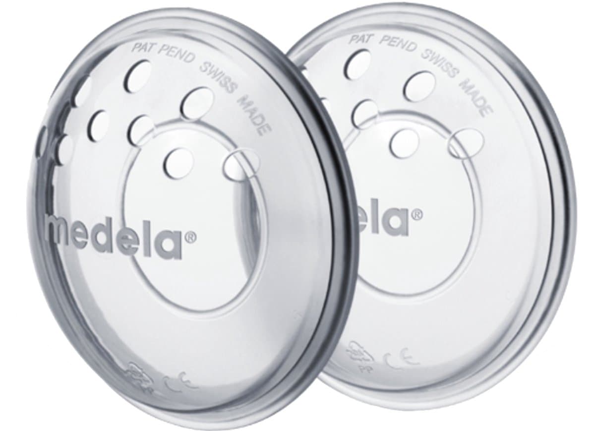 Medela Tepelbeschermers - Siliconen membraan beschermt je tepels tussen de voedingen - Bij kloven en pijn doordat de tepels niet tegen je kleding schuren - 2 stuks