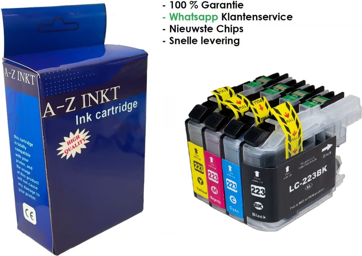 Atotzinkt Brother LC223 - Huismerk Inktcartridges - Multipack - van 4 cartridges Zwart / Kleur BK/C/M/Y