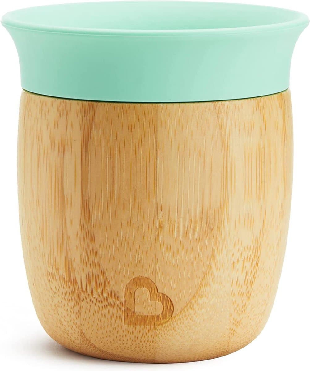 Munchkin Bamboe Open Beker - Drinkbeker voor Baby en Peuter - 150 ml - Kinderbeker vanaf 6 maanden - Munchkin drinkbeker - Kinderservies - 360° cup design - Mintgroen
