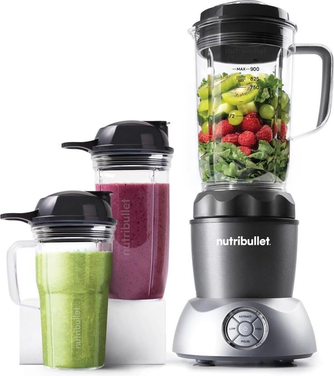 Nutribullet Select Blender - Warme en Koude Bereidingen - Pulse - 900 ml Schenkkan en 2 To Go Drinkbekers - 1000 Watt - Warme en Koude Bereidingen - Grijs