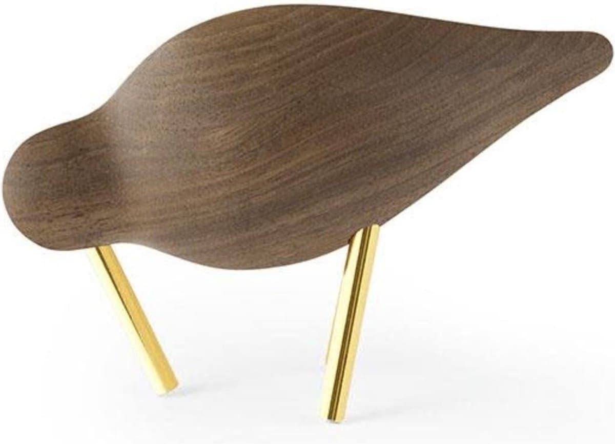 Normann Copenhagen Shorebird Vogel Decoratie Small Walnoot Messing