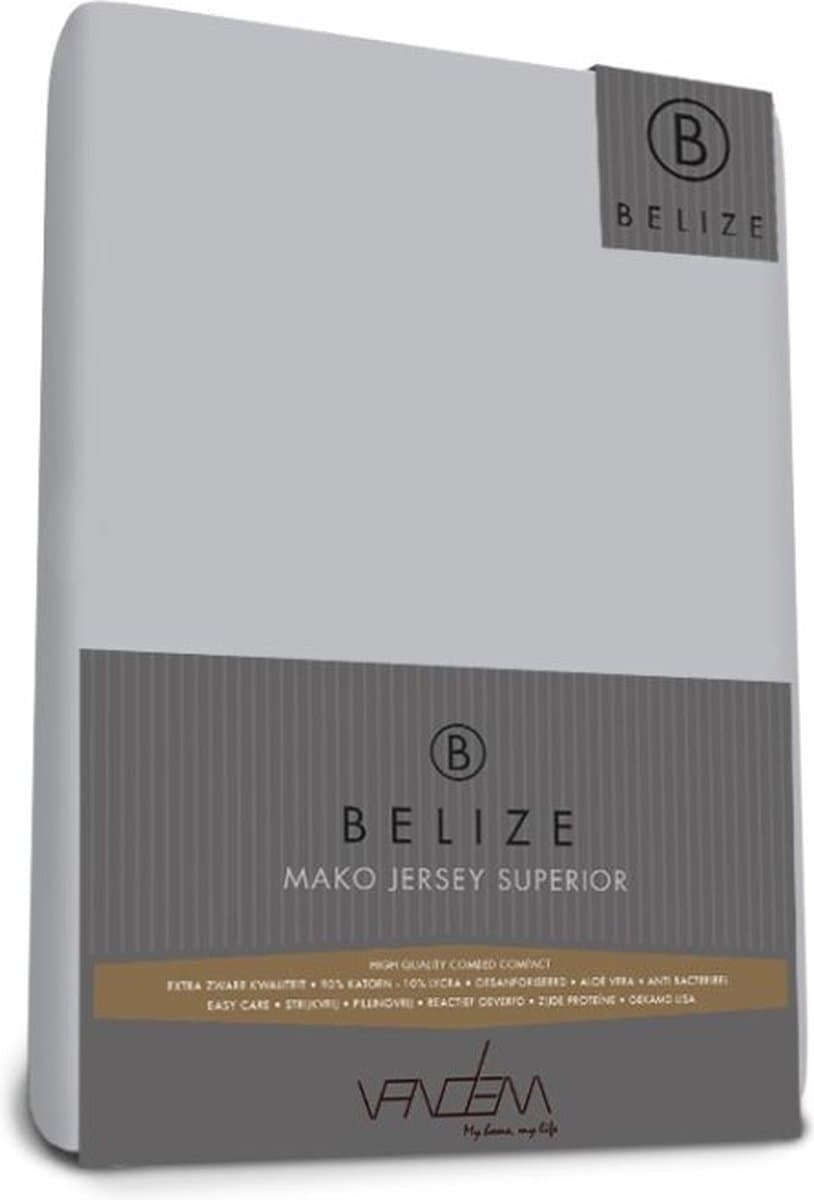 Van Dem - Belize - Mako Jersey hoeslaken 120 x 210 cm zilverg