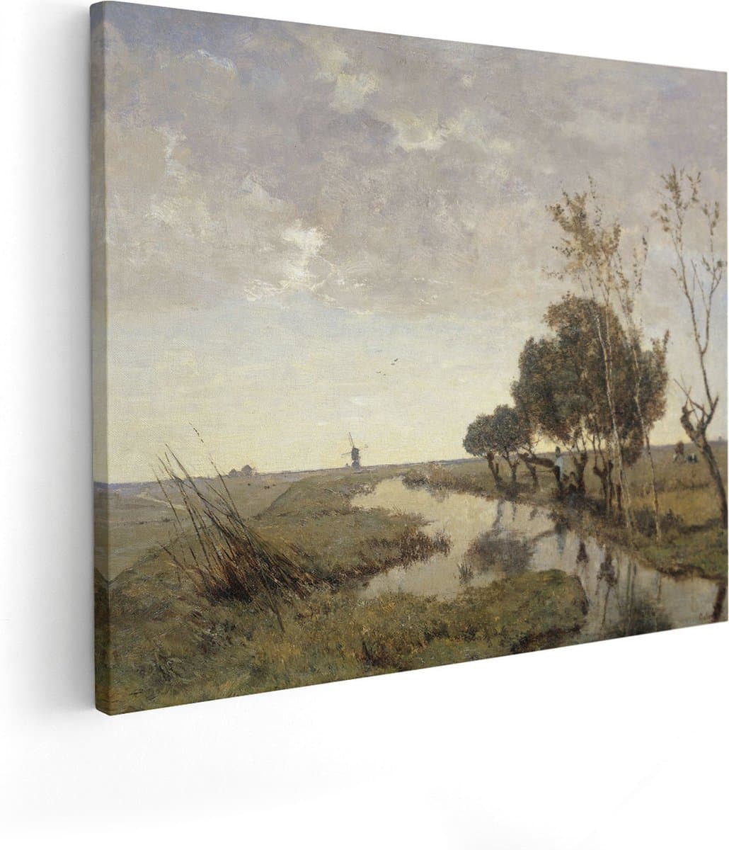 Artaza Canvas Schilderij Een Wetering bij Abcoude - Constant Gabriël - 100x80 - Groot - Kunst - Wanddecoratie Woonkamer