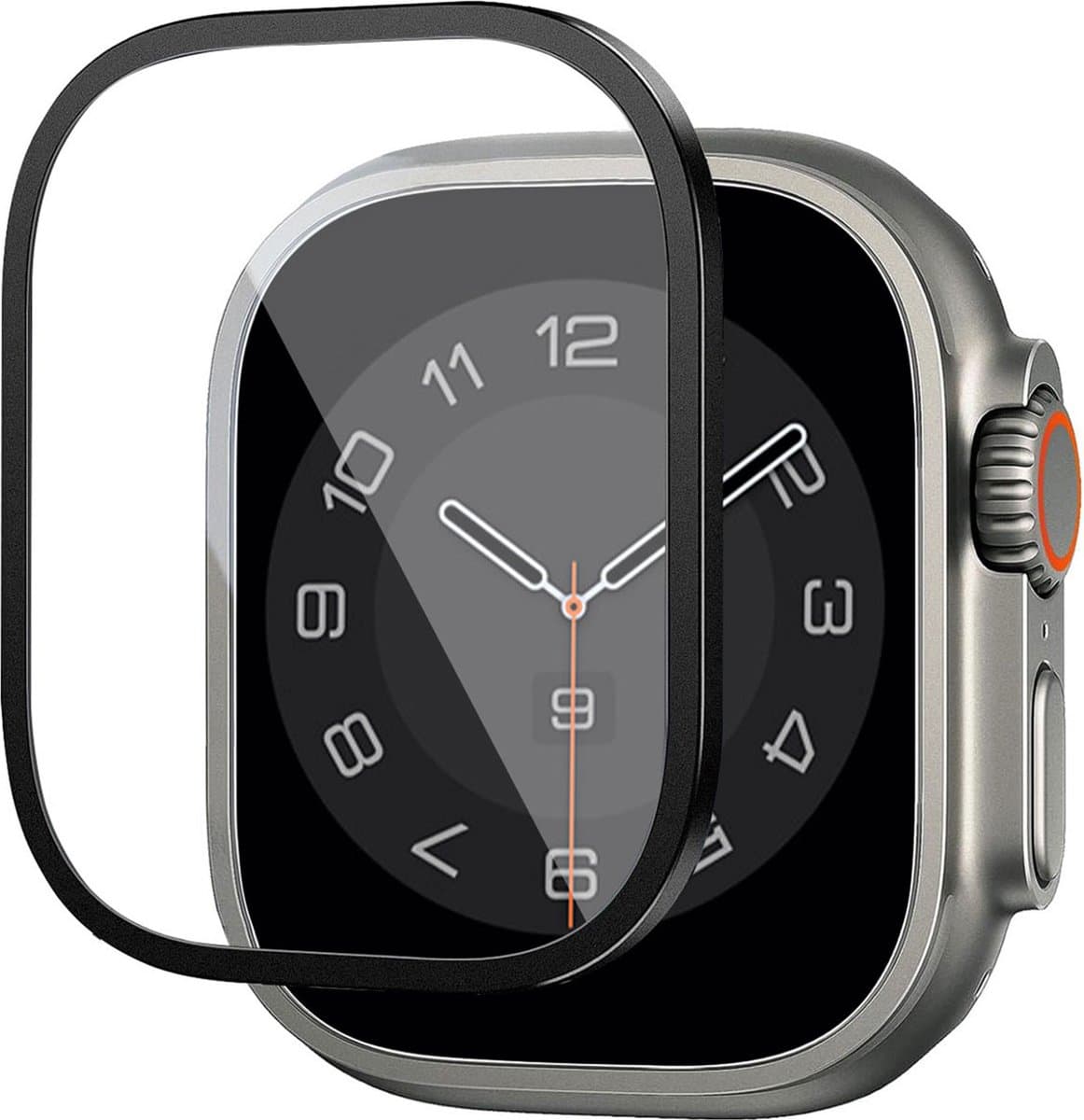WiWu Easy install gehard glazen screenprotector met rand voor de Apple Watch Series 4-6 / SE - 44 mm - Zwart