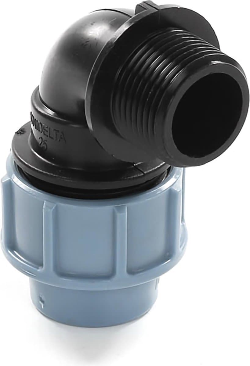 Unidelta Knie 90° PP 32 mm x 1/2" knel x buitendraad 16bar zwart/blauw DVGW/KIWA/WRAS
