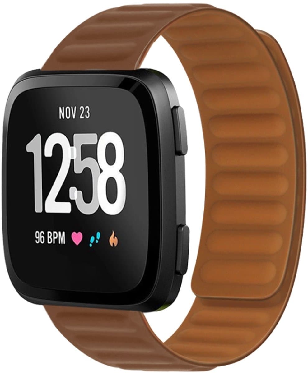 Voor Fitbit Versa 4/3 20 mm siliconen magnetische horlogeband (bruin)