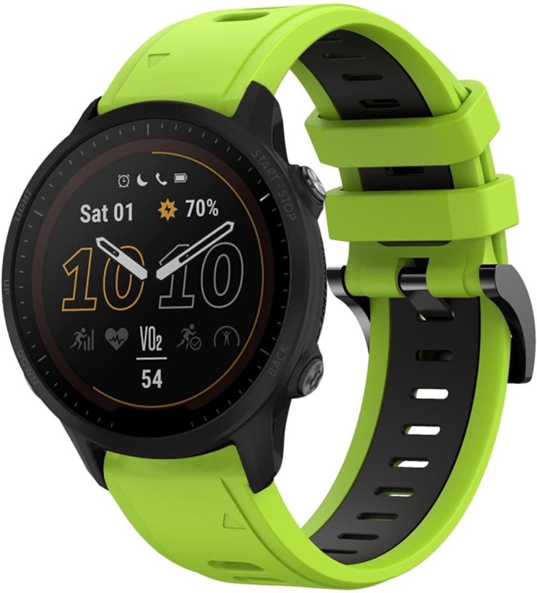 For Garmin Forerunner 955 22mm Two-Color Sports Silicone Watch Band(Lime Green + Black)