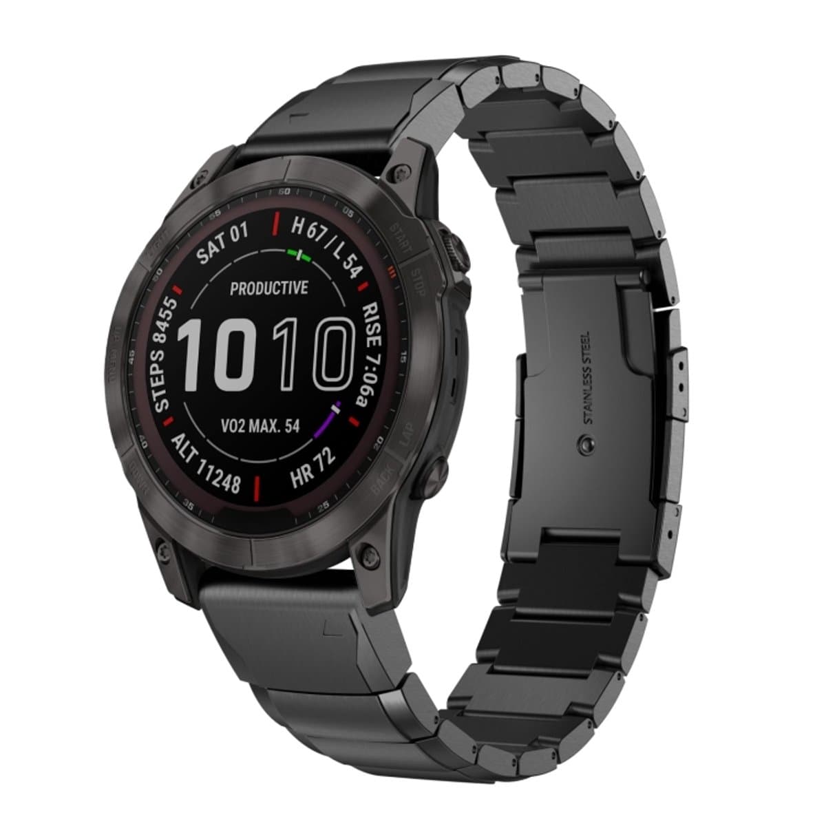 Voor Garmin Epix Pro 51 mm Tortoise Shell roestvrijstalen horlogeband (zwart)