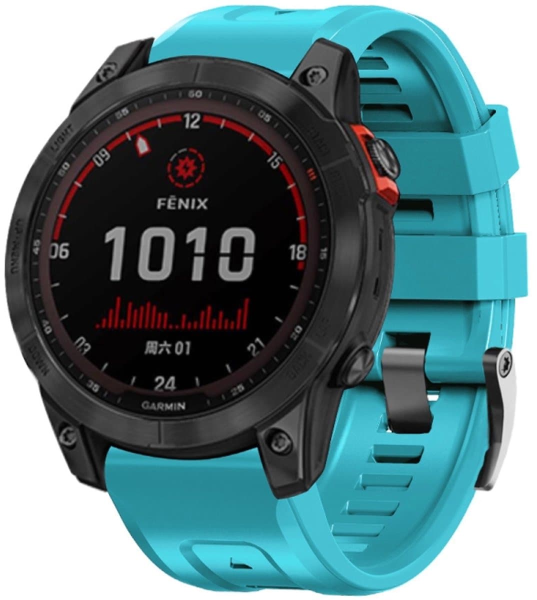 Voor Garmin Tactix 7 Pro / Fenix 7X / 6X Pro 26 mm schroef zwart stalen gesp siliconen horlogeband (hemelsblauw)