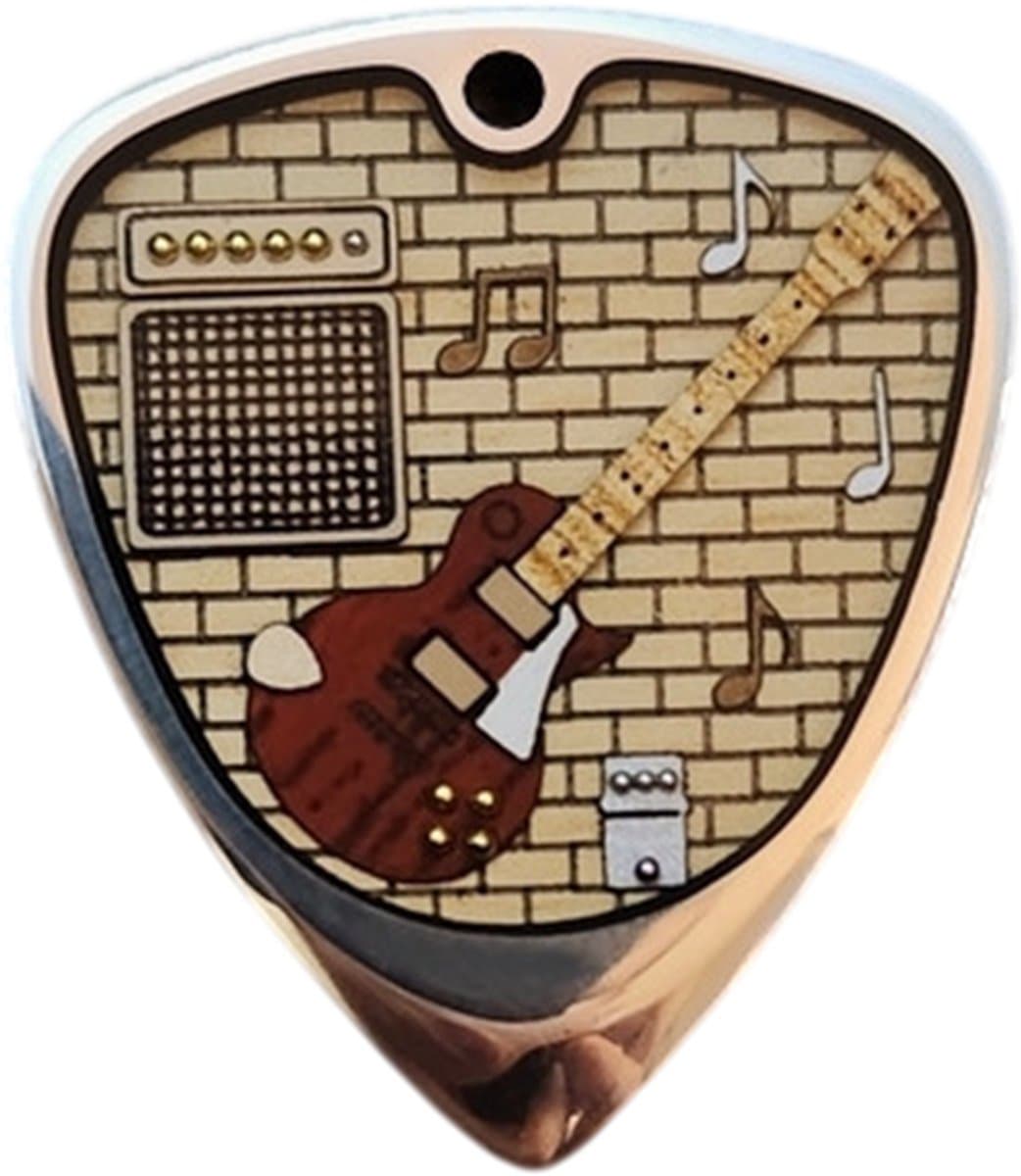 Riki Titanium plectrum met miniatuur Gibson Les Paul inlegwerk 3.00 mm