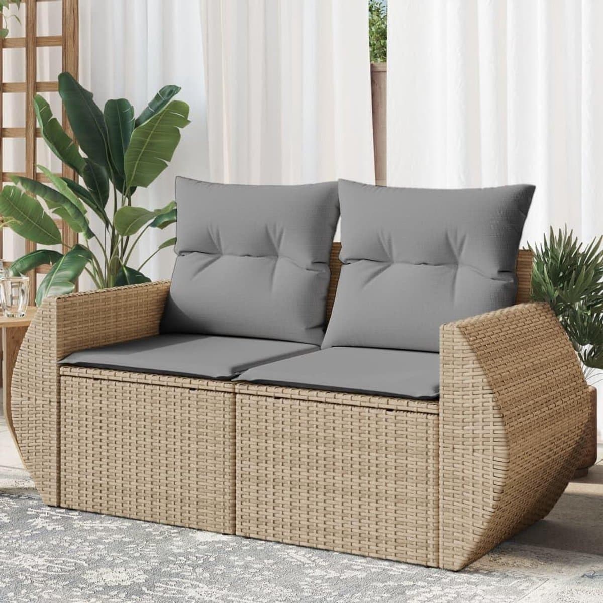 Tuinbank - Buitenbank Bankje - Ontspannen Buiten - Met Opbergruimte - 73 x 59 x 40 cm - Beige