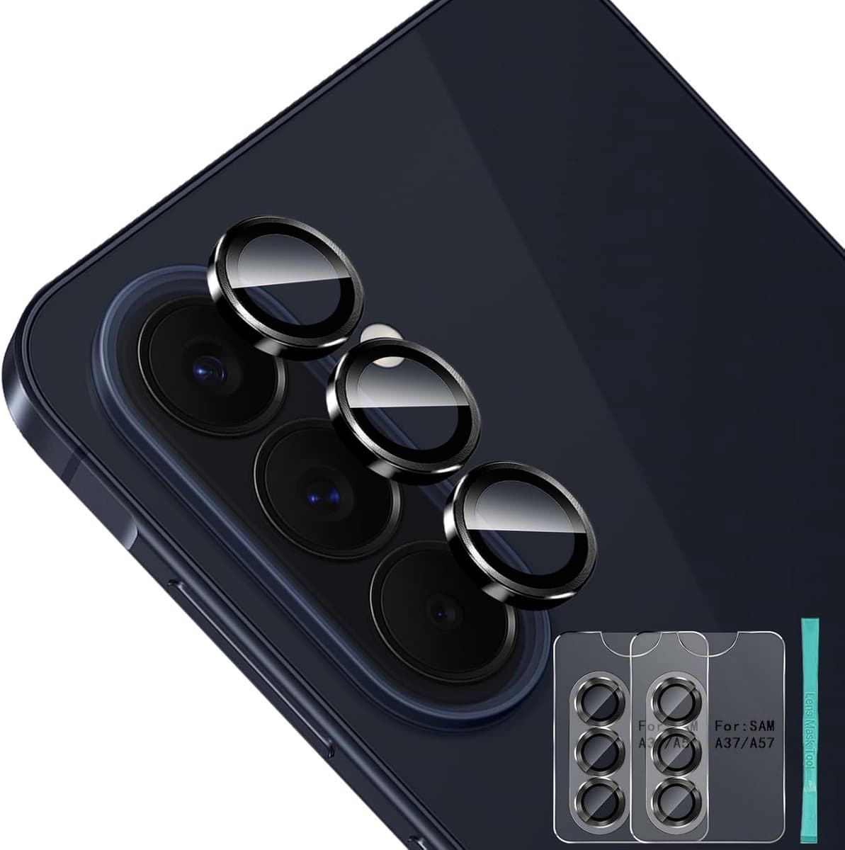 Camerabescherming voor Samsung Galaxy A37/A57 5G pantserglas, 9H-hardheid, anti-kras, camerabescherming, glas - ShopVlot