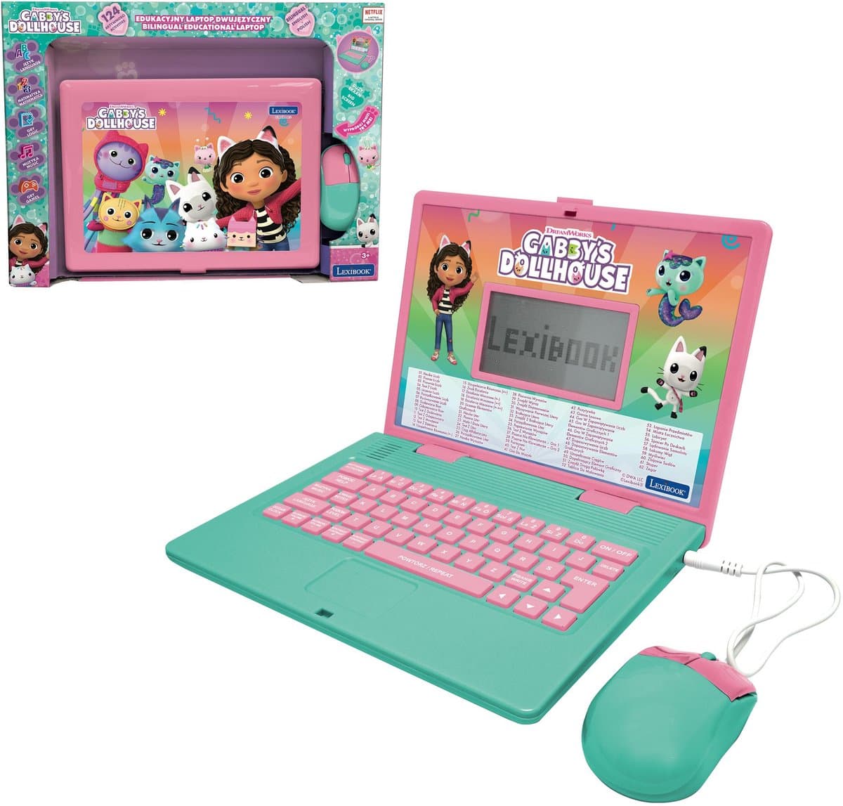 Gabby’s Dollhouse Tweetalige Educatieve Laptop – 124 activiteiten in het Engels en Pools