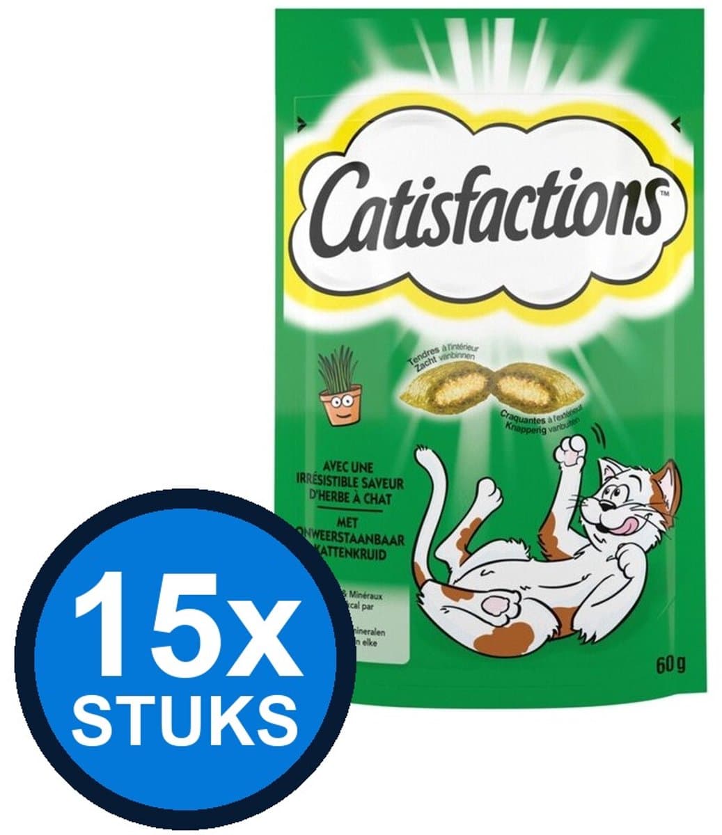 15x Catisfactions - Catnip - Kattenvoer Snacks - 60 g