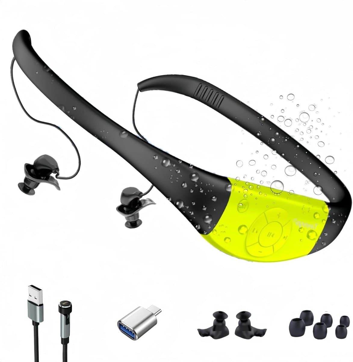 Waterdichte MP3-speler - Zwem Headset - Muziek Luisteren - 8 GB Geheugen - IPX8 Classificatie - Zwart