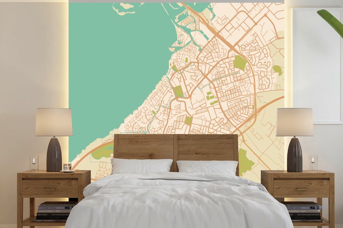 Behang - Fotobehang Kaart - Harderwijk - Vintage - Breedte 350 cm x hoogte 350 cm