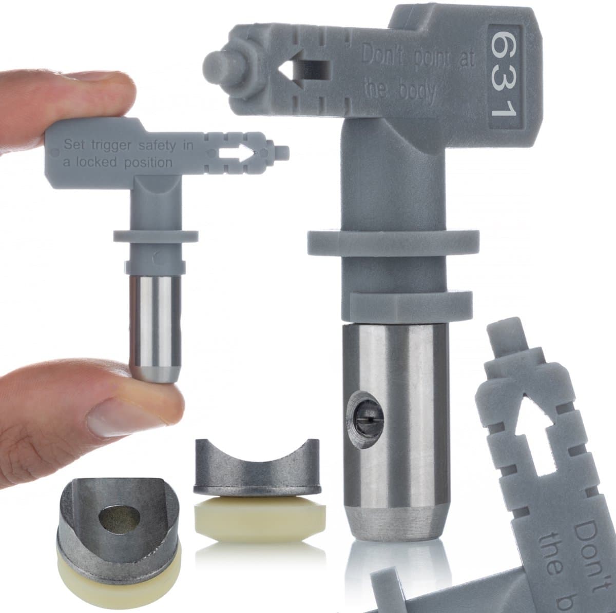 Rosfix Spuitmond 631 Hi-Flow - Hoge Doorstroom, Grijs - Breedte 30 cm @30 cm, Inclusief Afdichting - Geschikt voor Graco, Wagner