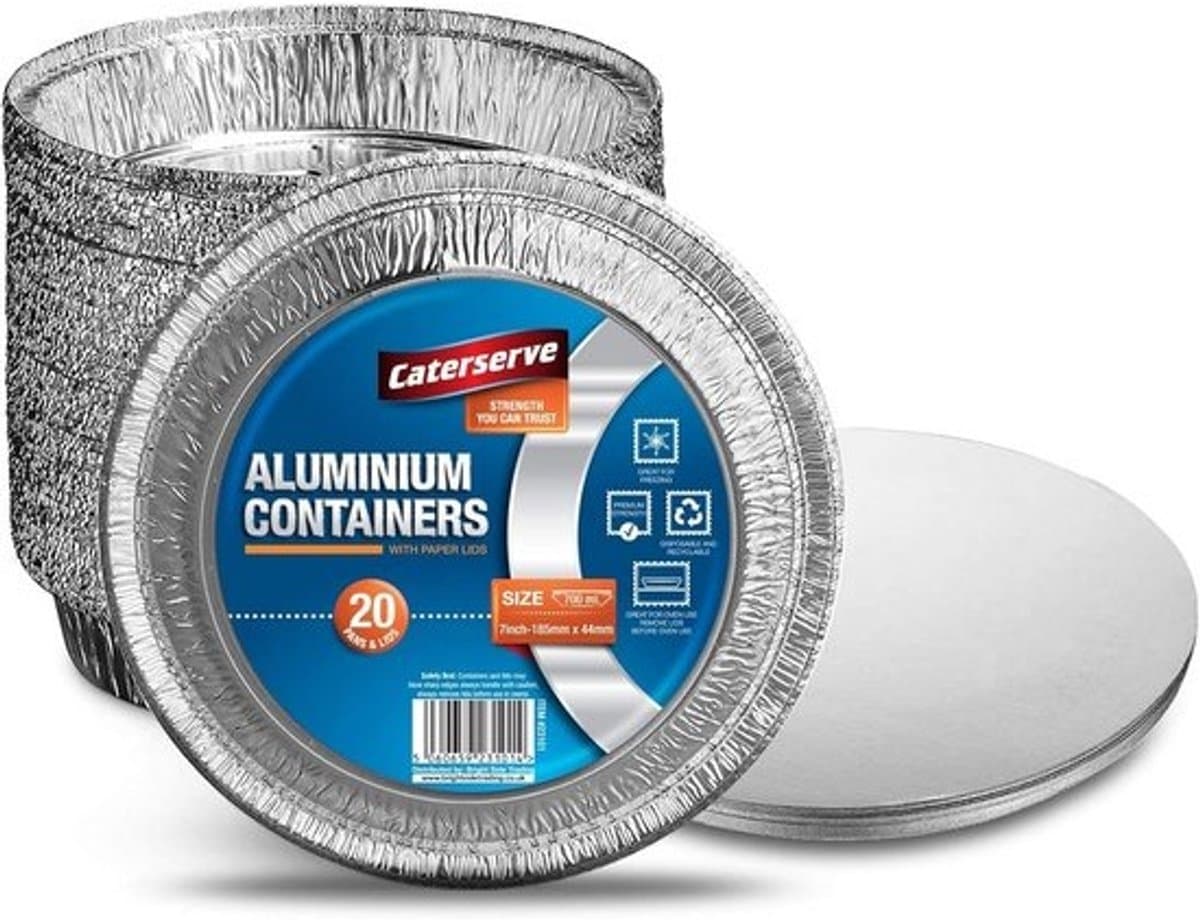 Aluminum Bakvormen - 20 Stuks Aluminium Schalen met Papieren Deksel - Duurzame en Voedselveilige Bakplaten - Oven- en Vriezervriendelijk - 7 Inch-18cm
