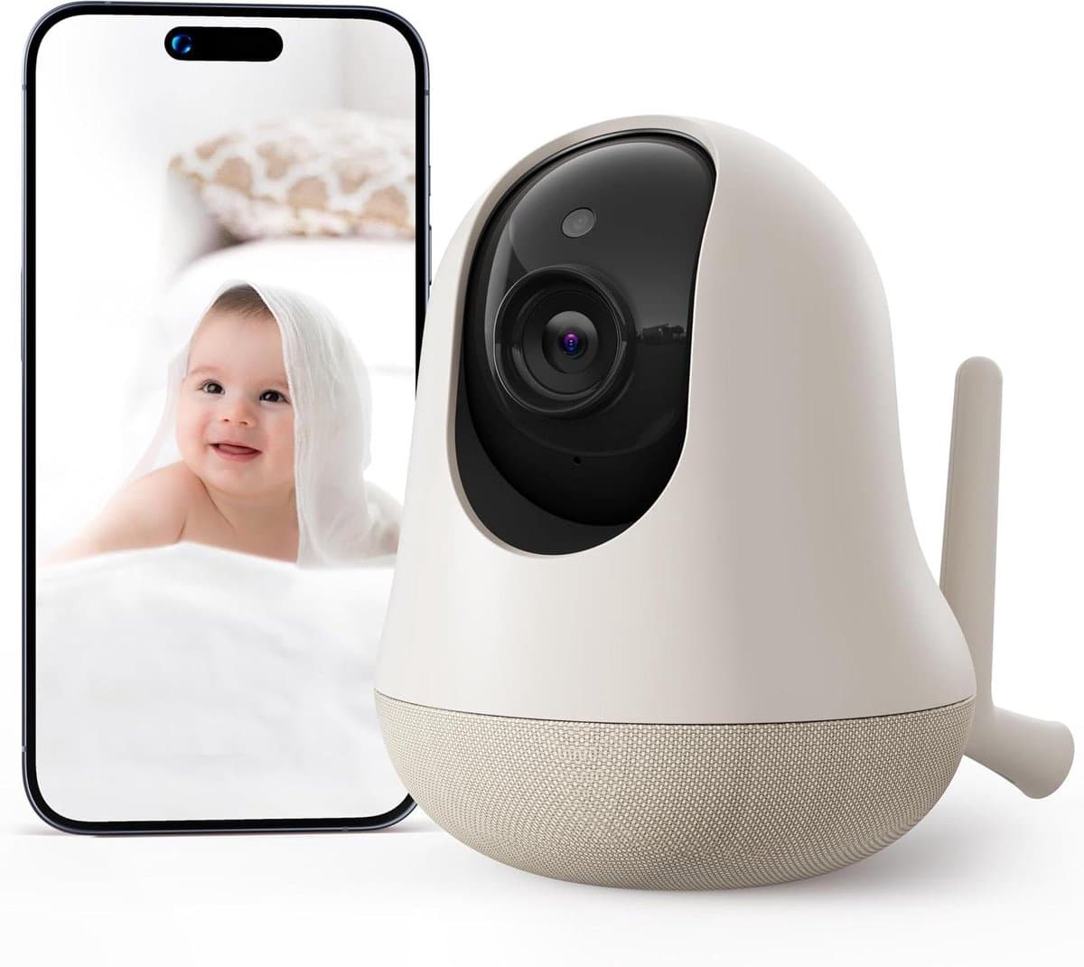 Babyfoon met Camera - Slimme Monitor - Baby Bewaken - 2K Nachtzicht - 360 Graden - Wit