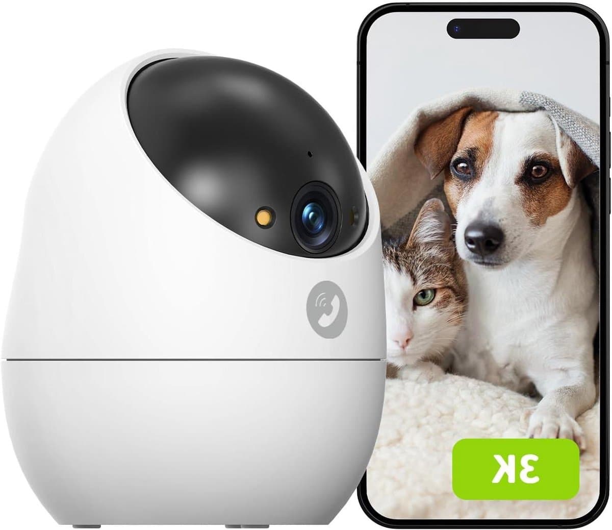 Beveiligingscamera Binnen - WIFI Camera - Huis Bewaken - 360 Graden Beeld - 3K Resolutie - Wit