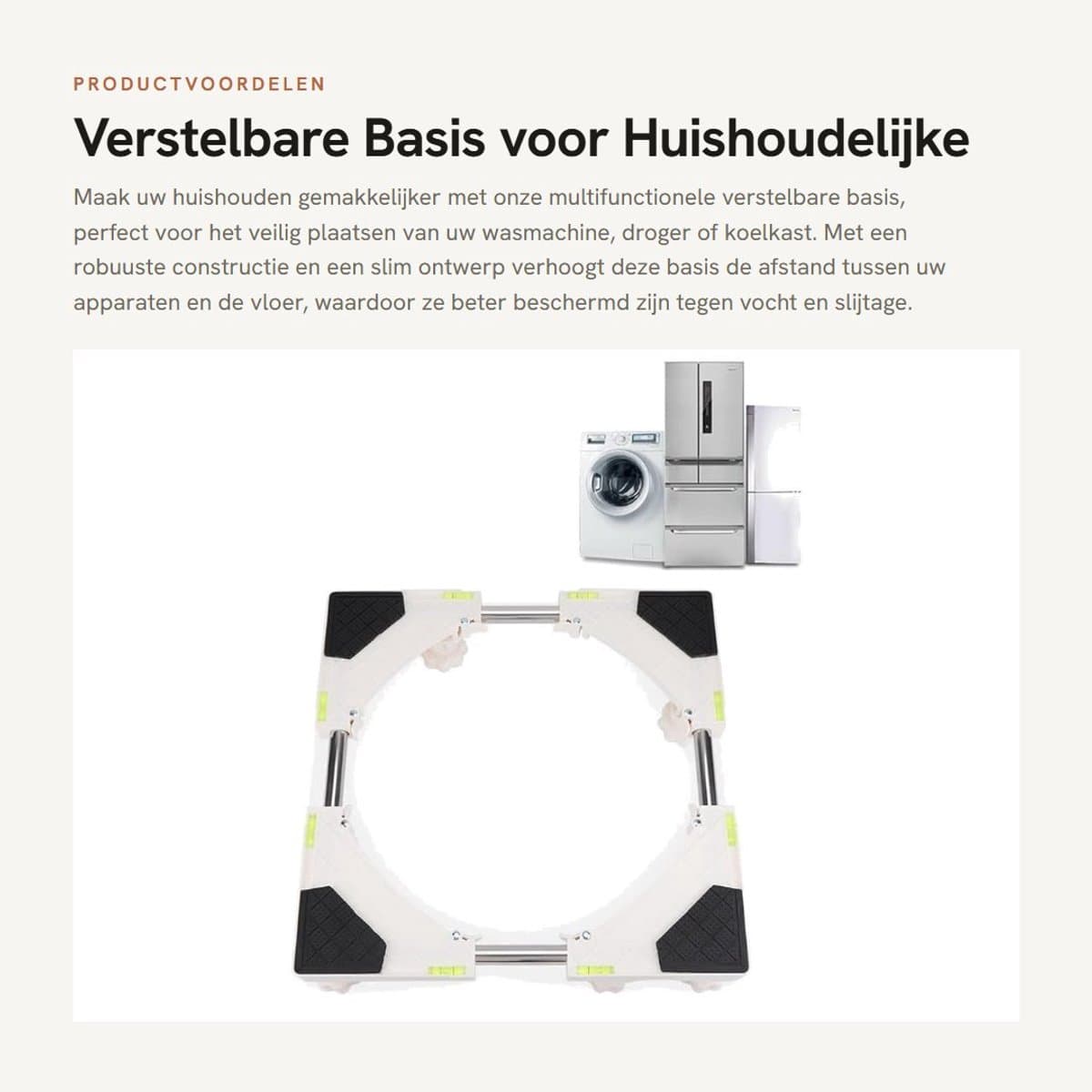 Dailygoods- Bewegende Apparatenbasis - Verstelbaar - Roestvrij Staal - Antislip - Hoogte Verhogend - Geschikt voor Wasmachine - Trockner en Koelkast - Wasmachinebasis