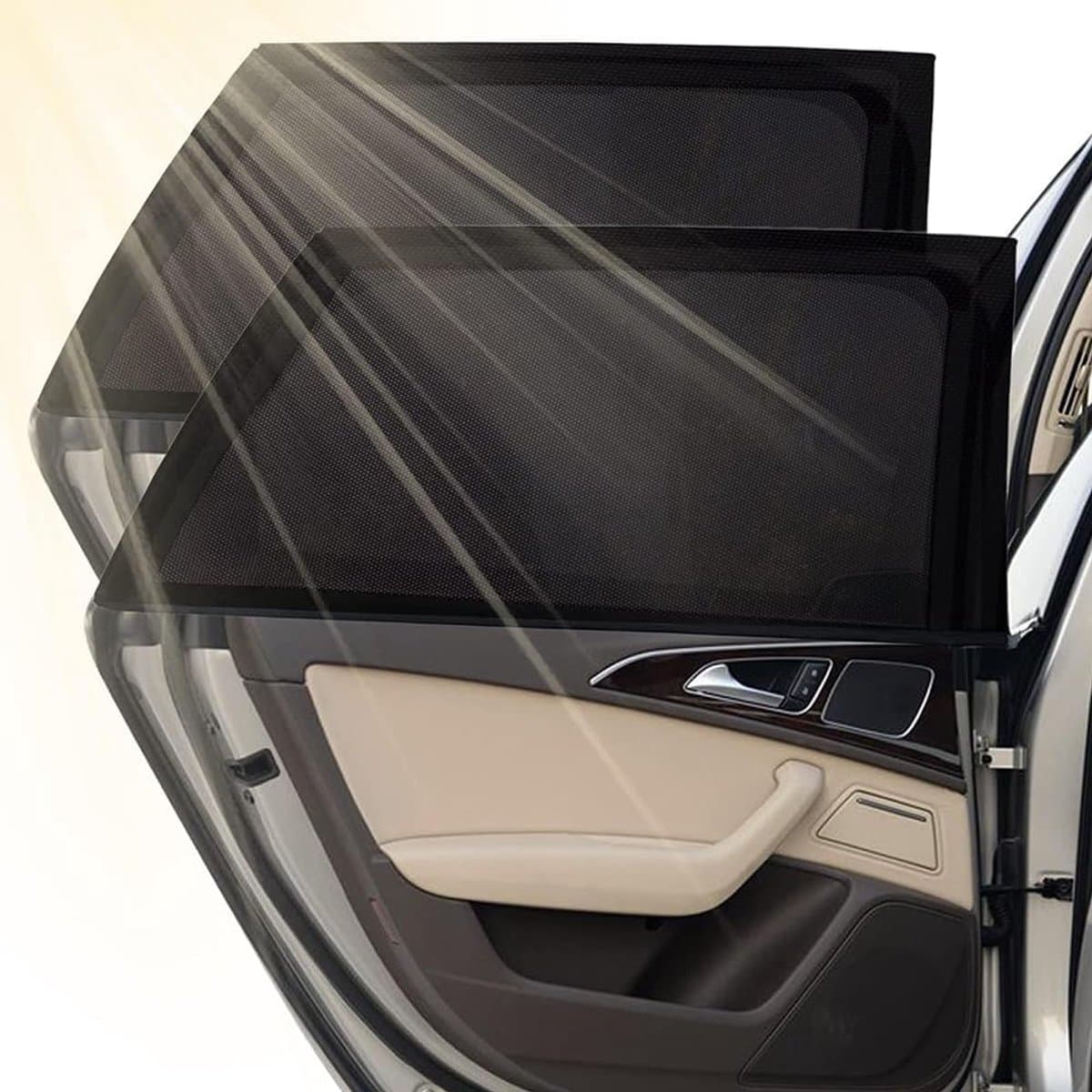 Auto Zonnescherm - Zijruit Gordijn - Bescherming Tegen Zon - Perfecte Pasvorm - 2 Stuks - Zwart