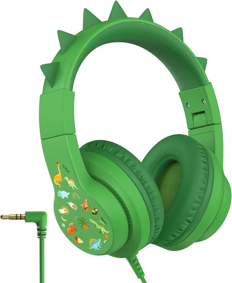 Kinderkoptelefoon - Koptelefoon voor kinderen - Veilig luisteren - Volume begrensd - Over-ear - Dinosaurus