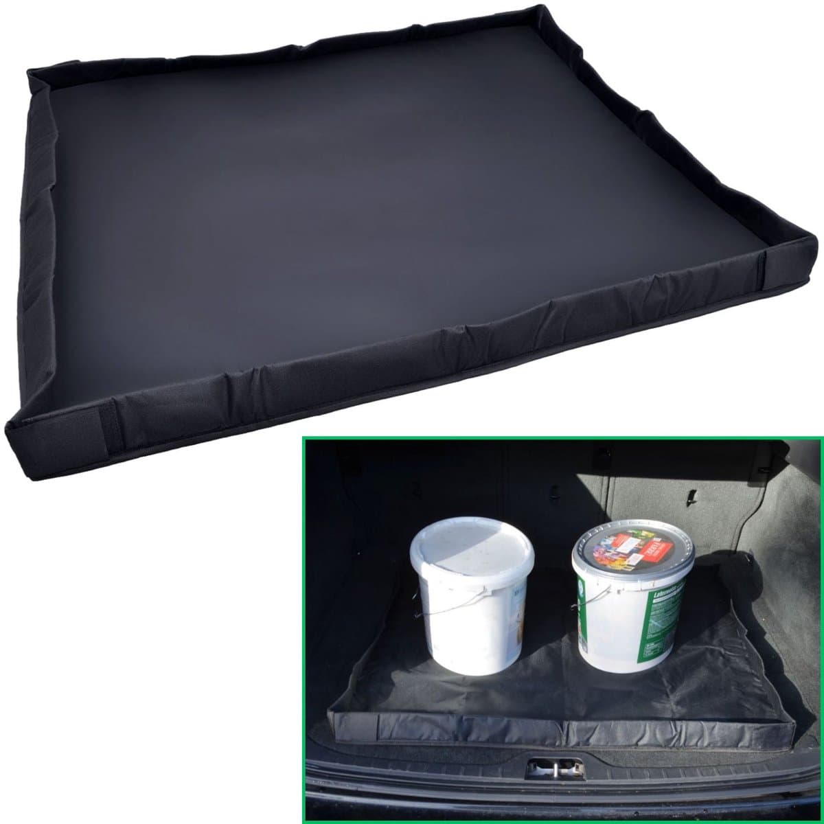 FlowShop - Kofferbakmatten - Automatten - Universele Kofferbakmat - Rubber Kofferbakmat - Anti slip Kofferbakmat - Bescherming Kofferbak - Auto Mat Voor Kofferbak - Vuil En Waterafstotende Kofferbakmat - Uitknipbaar - 120x80 CM - Zwart
